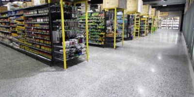 The Greener Grocer adds colourful design to their Transitions Polished Concrete floor The Greener Grocer adds colourful design to their Transitions Polished Concrete floor